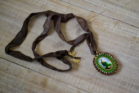 Brown Ribbon Silk Necklace